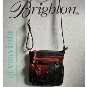 BRIGHTON Leather Purse. Black & Brown & Silver decor